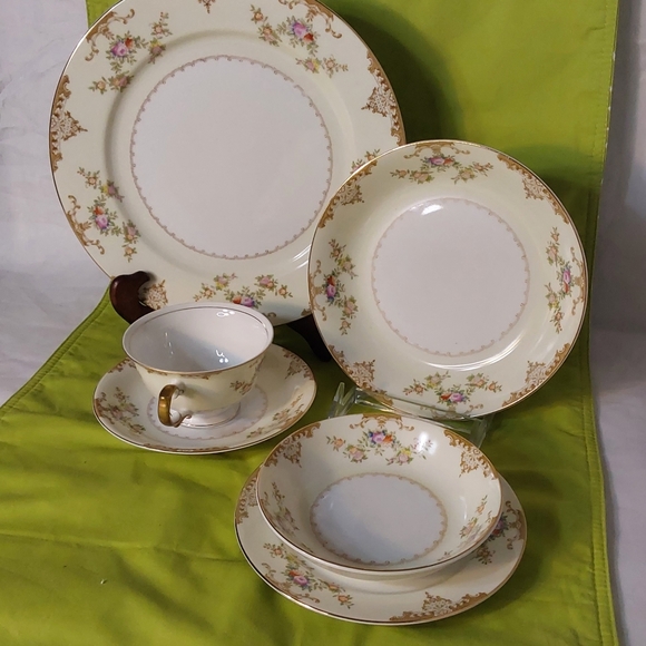 ANTIQUE MEITO HAND PAINTED RETIRED DINING 6 PIECE PLACE SETTING FOR 1 - Picture 5 of 5